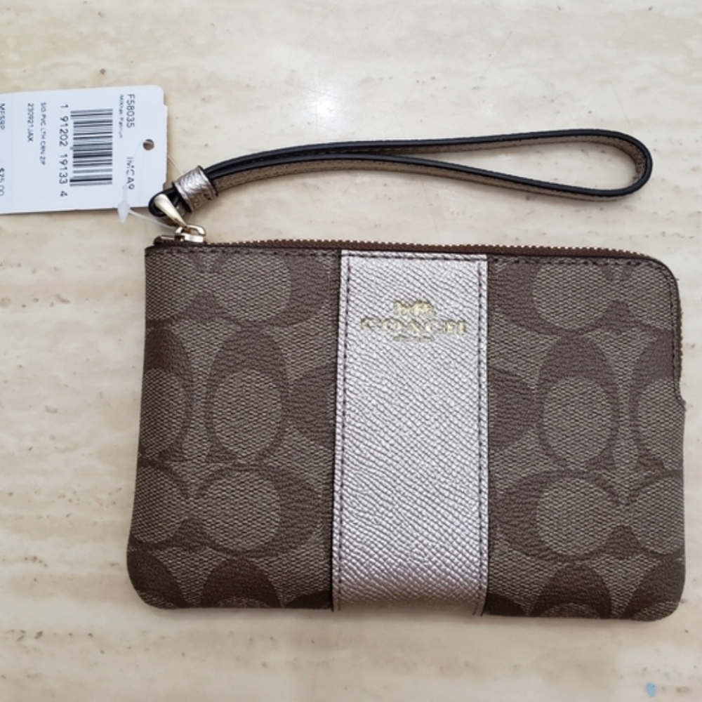 Leather Coach wristlet